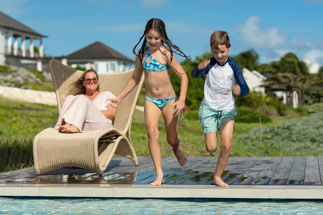 Families escape at Ambergris Cay